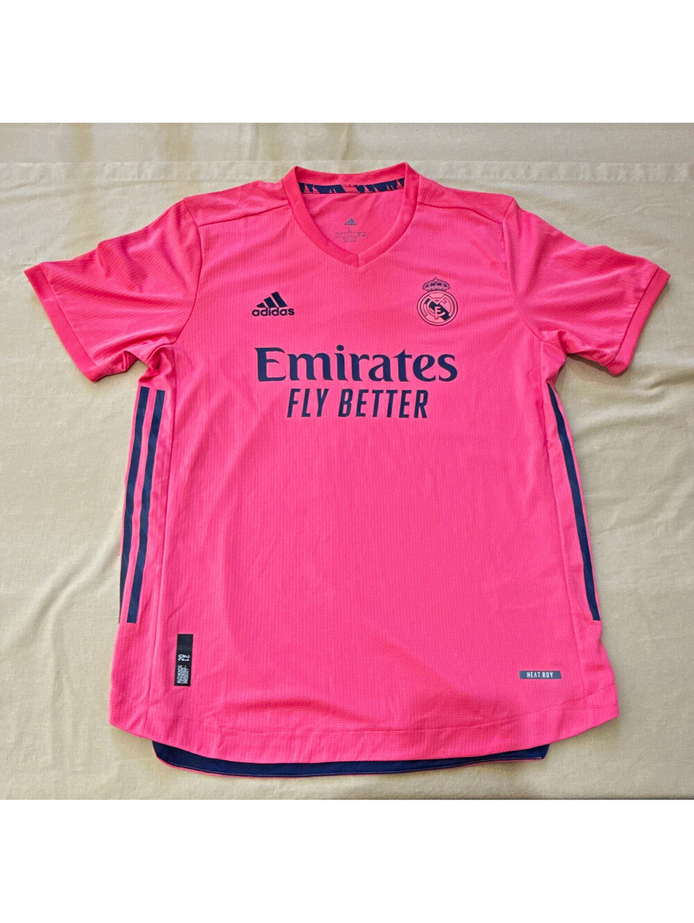 Authentic Adidas Real Madrid 2020-21 Away Pink Soccer Jersey HEAT.RDY Men's L